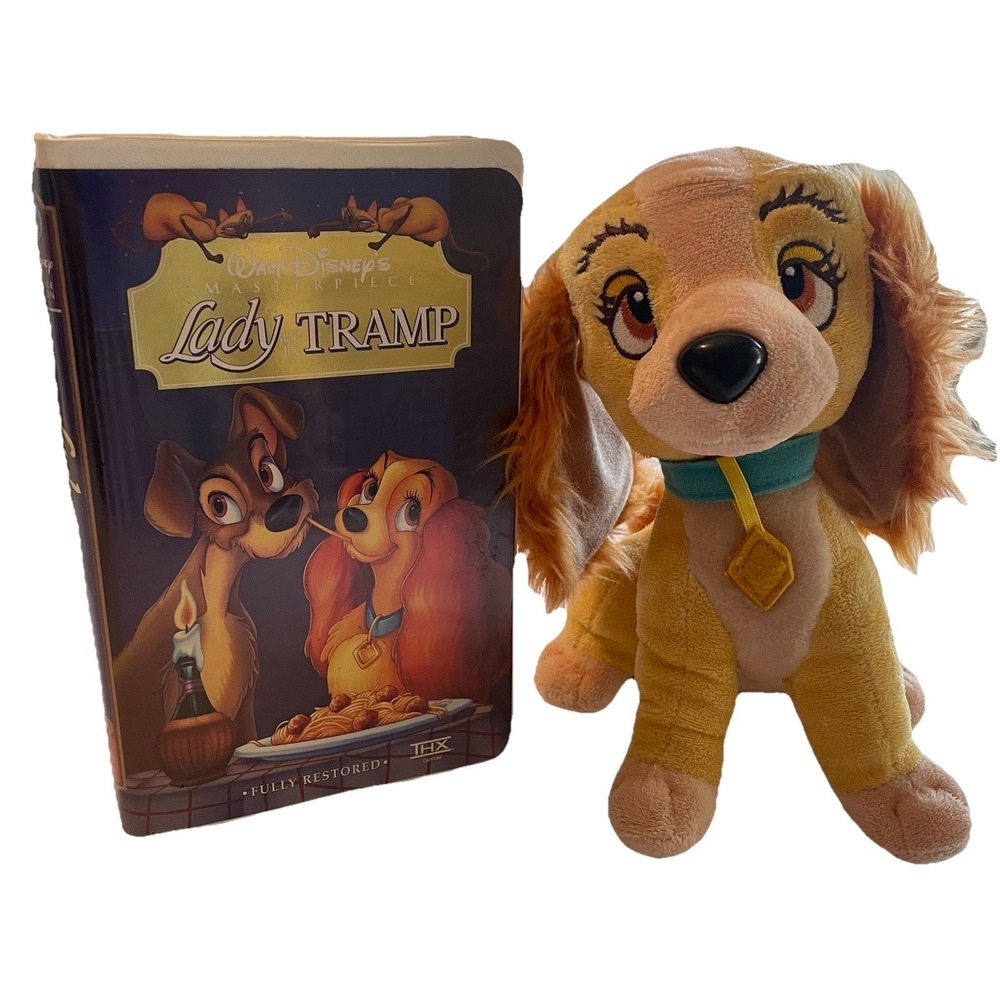 Disney Lady‎ And The Tramp VHS THX Masterpiece + Lady Plush Stuffed Animal